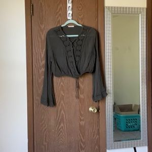 Green open crop top